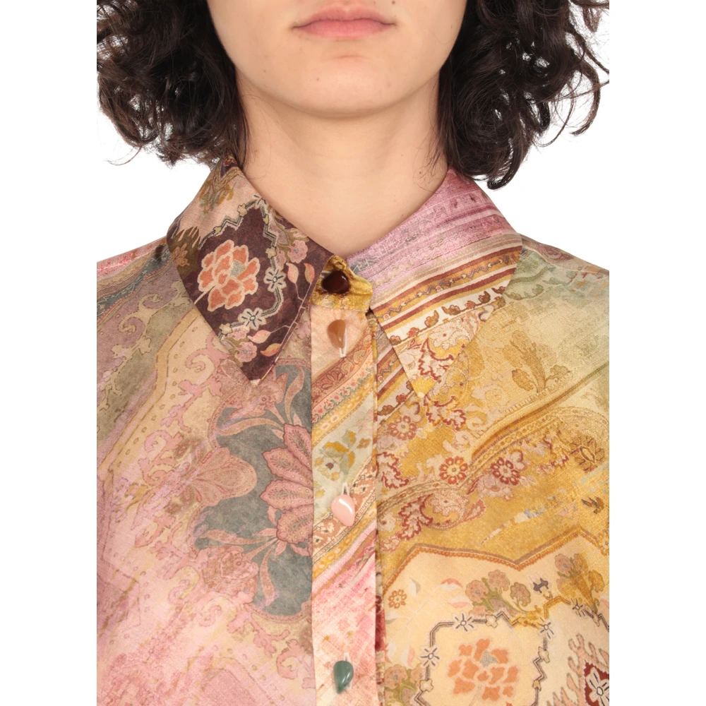 Zimmermann Multicolor zijden overhemd met all-over patroon Multicolor Dames
