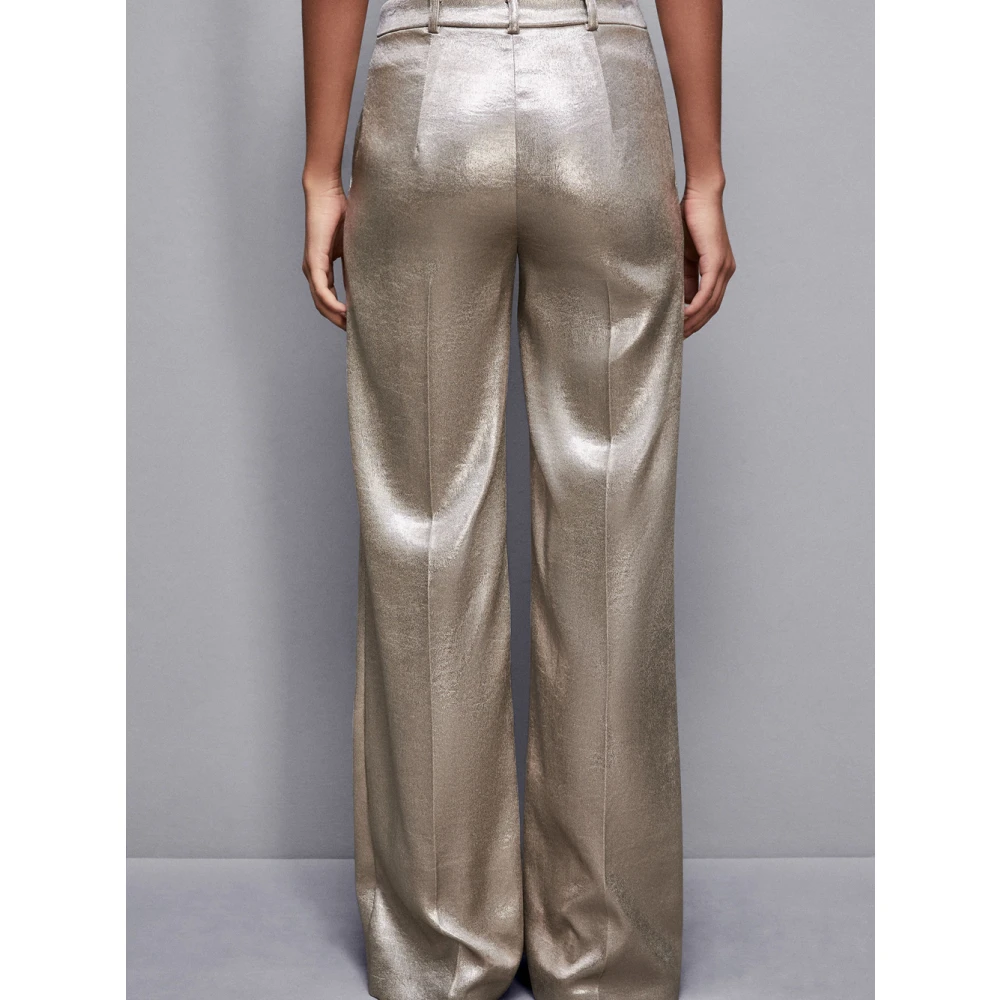 PATRIZIA PEPE Gelamineerde Gouden Broek voor Vrouwen Gray Dames