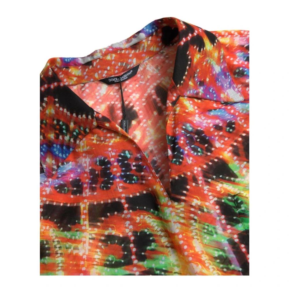 Dolce & Gabbana Multicolor Luminarie Print Cotton Polo Shirt Multicolor Heren