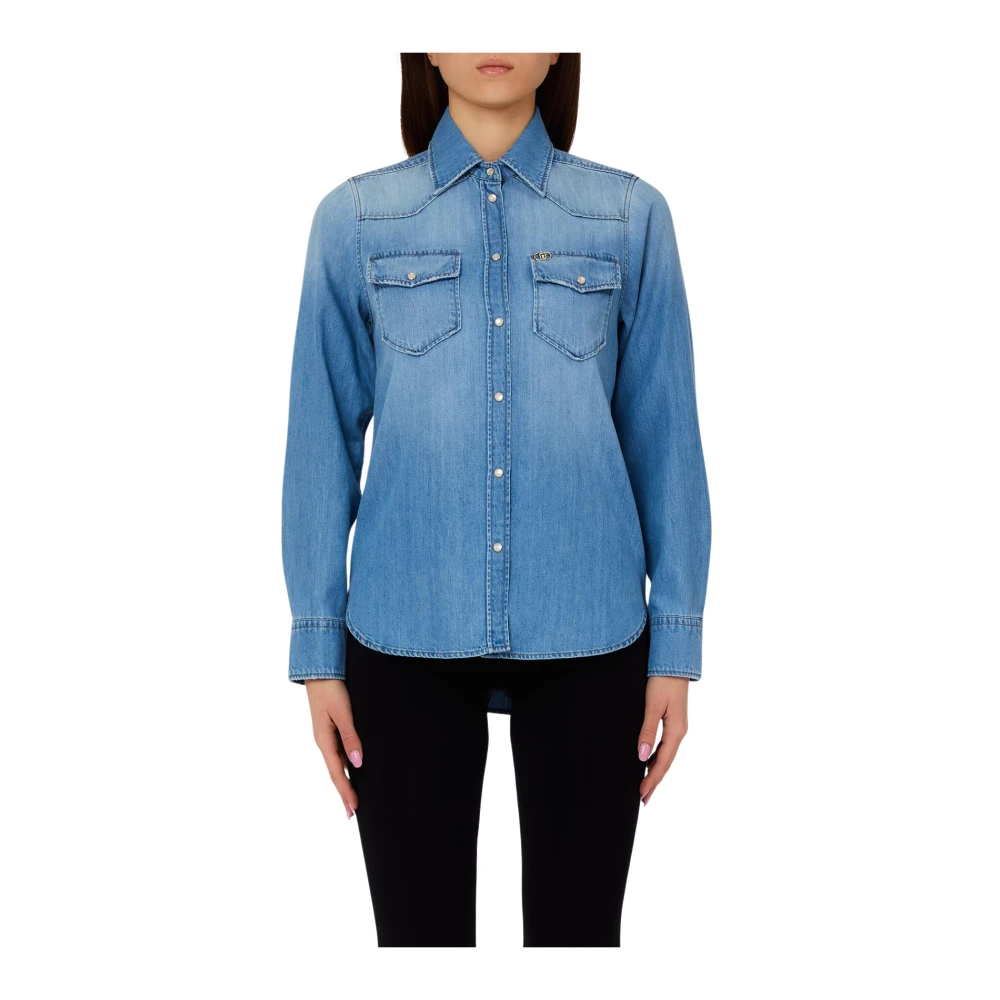 Liu Jo Kvinno Blå Blusar & Skjortor Dam, S, Denim, Blus