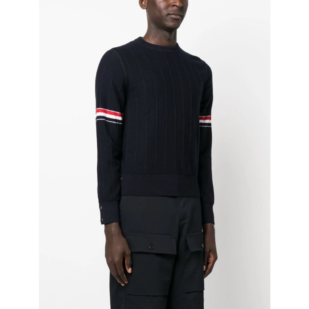 Thom Browne Blauwe RWB-Stripe Sweater Jumper Blue Heren