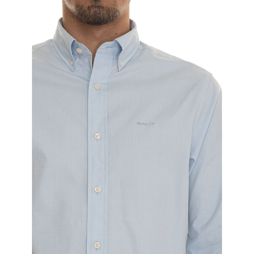 Gant Katoenen Knoop-Logo Shirt Blue Heren