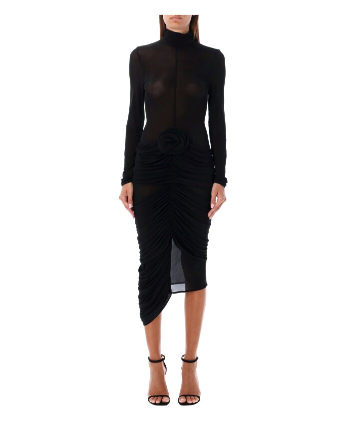 robe-midi-transparente-a-col-montant