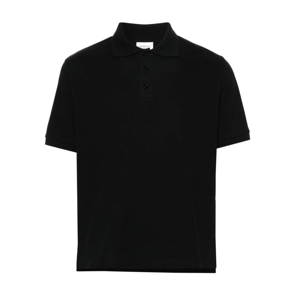 Saint Laurent Zwart poloshirt met logo Black Heren