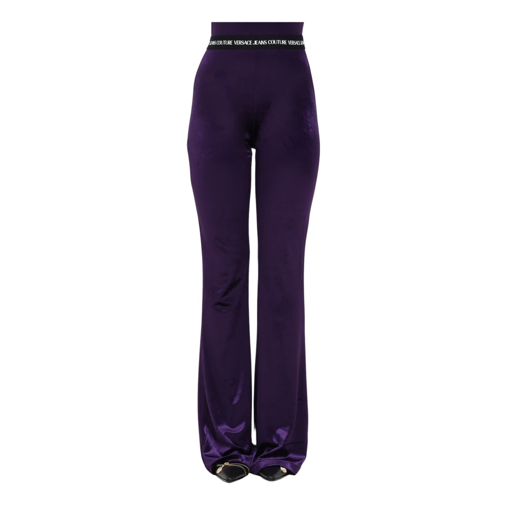Versace Jeans Couture Chain Couture Leggings met Logo Tailleband Purple Dames