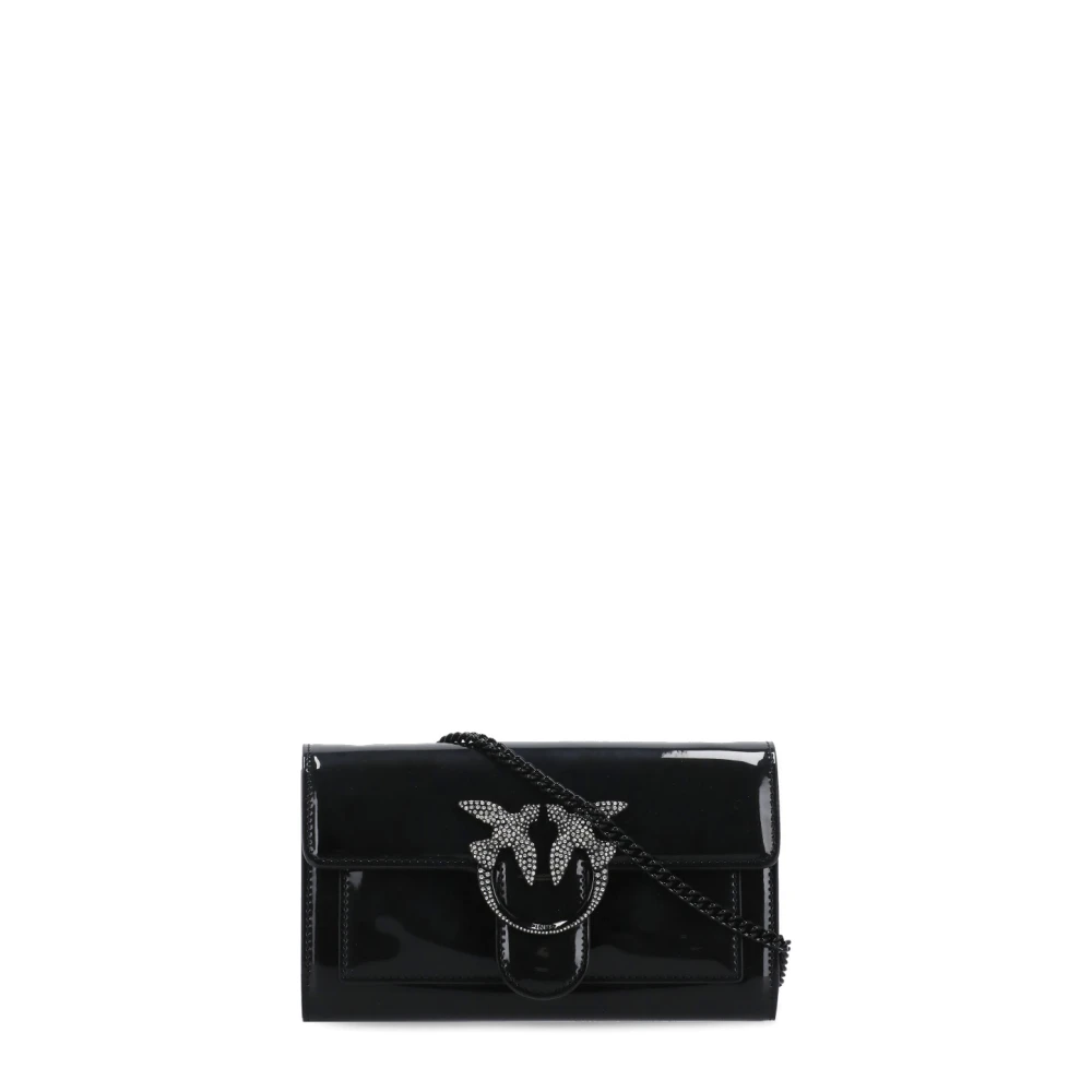 pinko Zwarte Damesportemonnee met Schouderband Black Dames