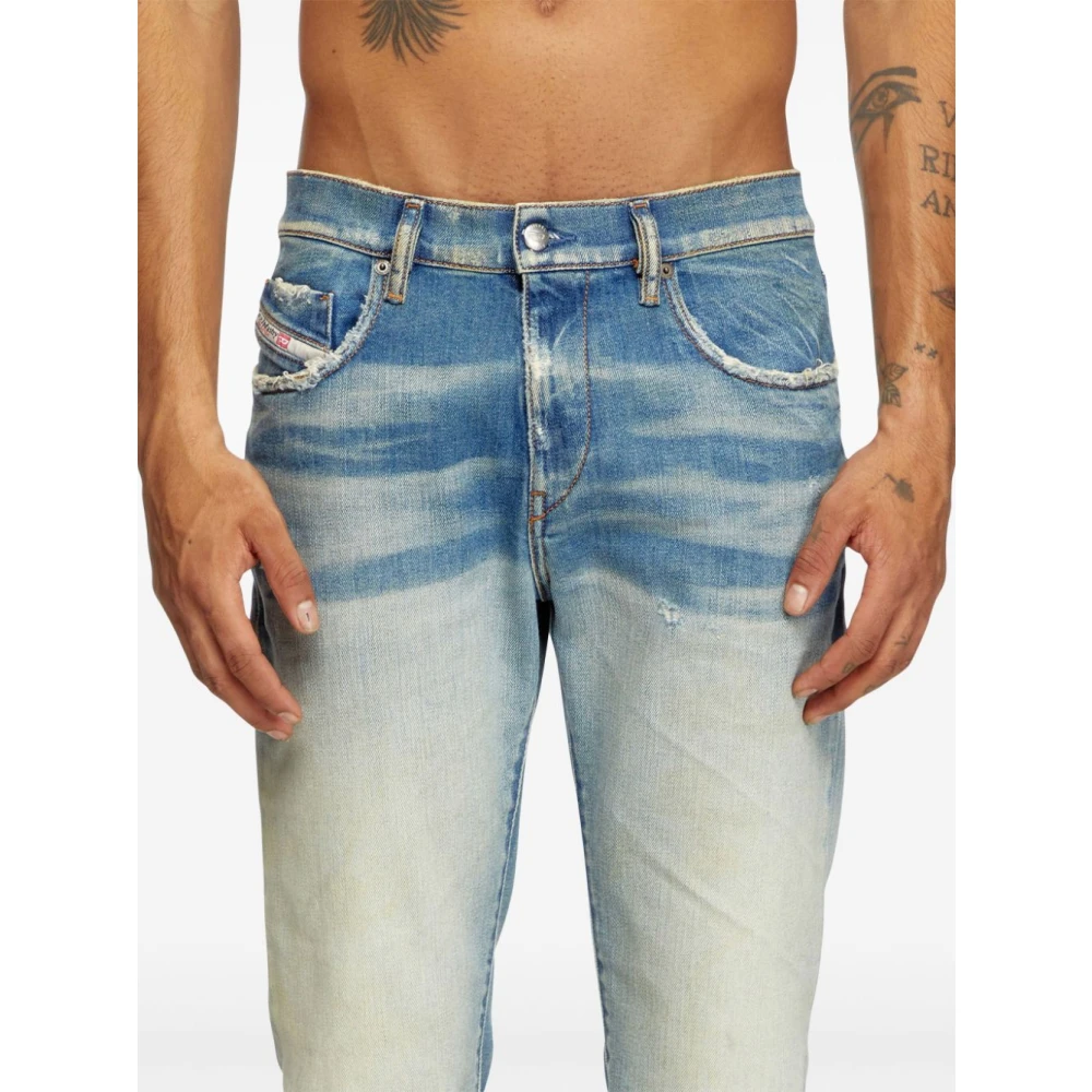 Diesel Blauwe Stretch-Katoen Denim Tapered Jeans Blue Heren