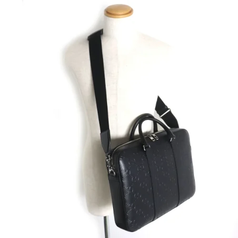 Gucci Vintage Pre-owned Leather briefcases Black Heren