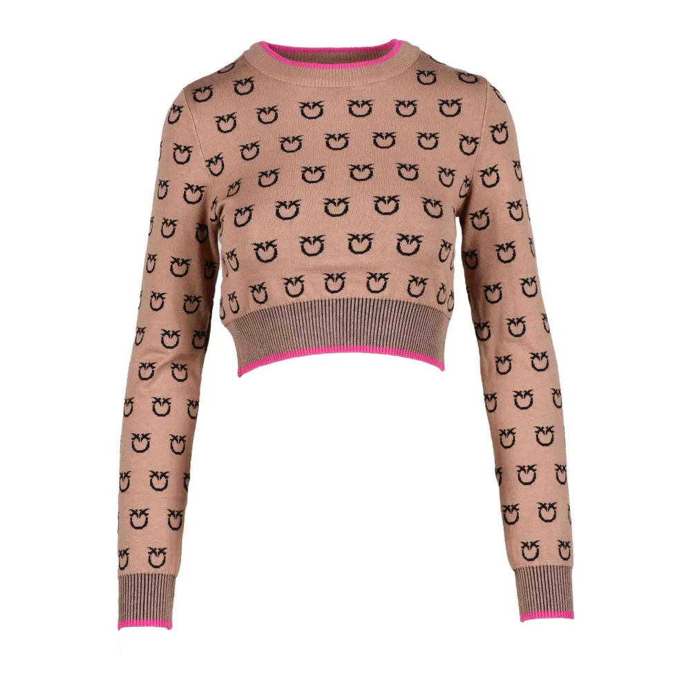 Pinko Elegante Viscose Polyester Gebreide Top Brown Dames