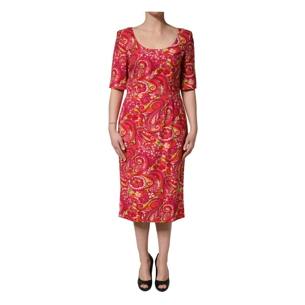 Dolce & Gabbana Women's Red Sheath Midi Dress - Midi Dresses - 2XL - Dresses