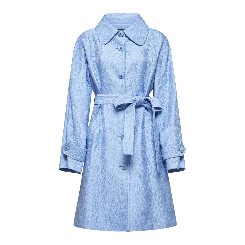 Dolce & Gabbana Bloemen Jacquard Blauwe Jas Blue Dames