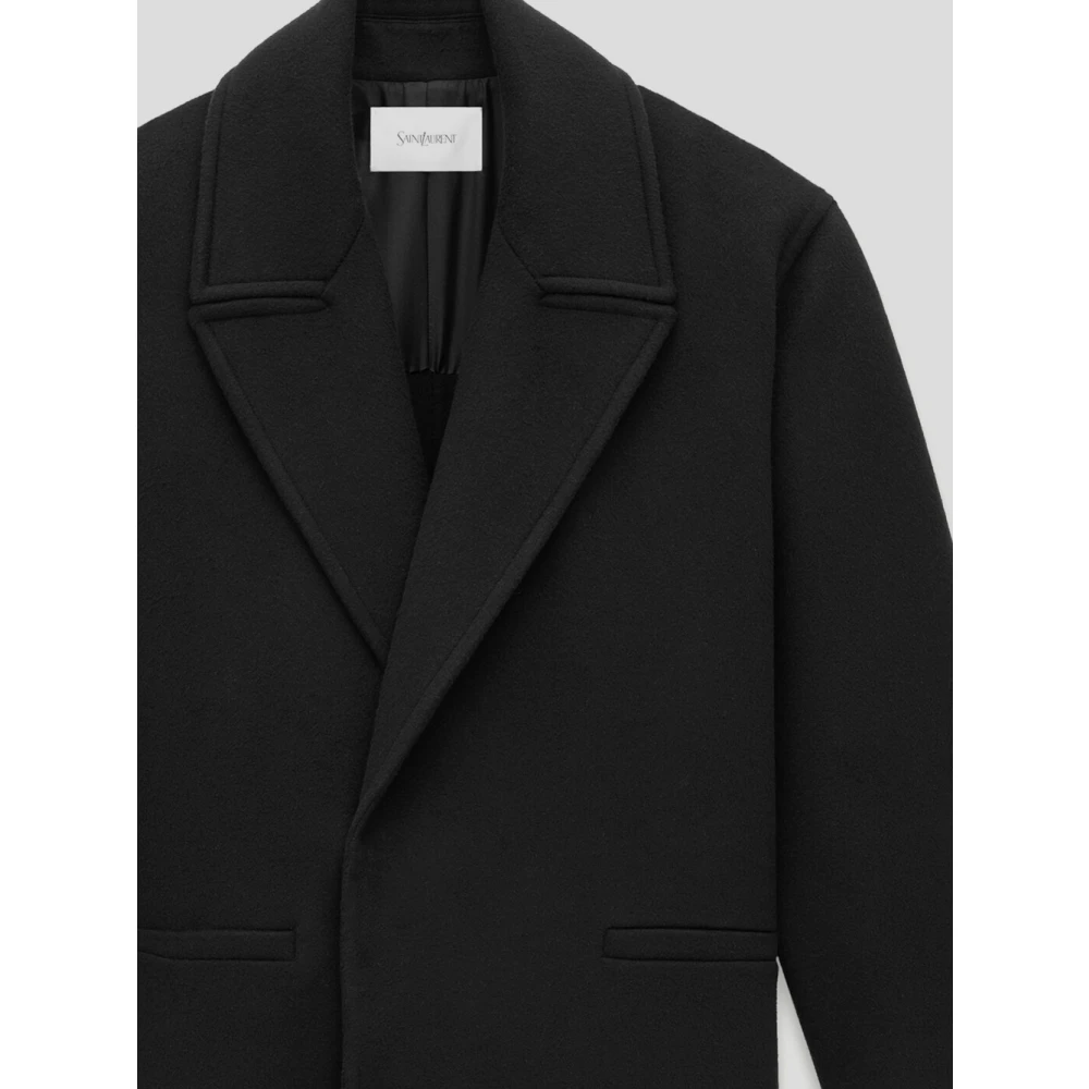 Saint Laurent Wollen Oversized Jas Black Dames
