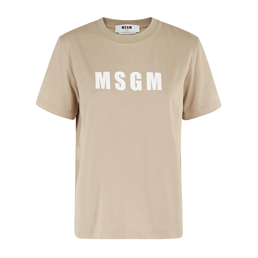 Msgm Casual Katoenen T-Shirt Beige Dames