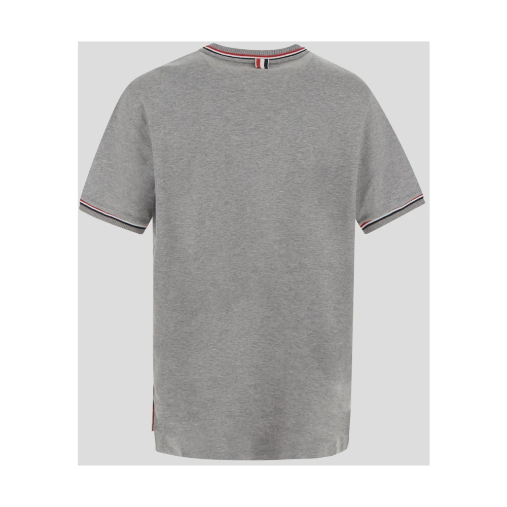 Thom Browne Lichtgrijze Geribbelde T-Shirt Gray Heren