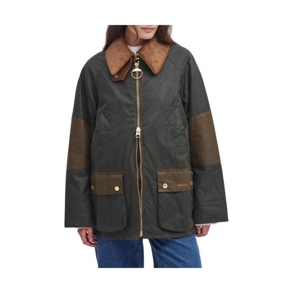 Barbour Groene Gewaxte Jas Vier Zakken Ontwerp Green Dames