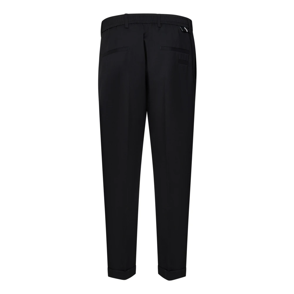Low Brand Slim-Fit Zwarte Wollen Broek Black Heren