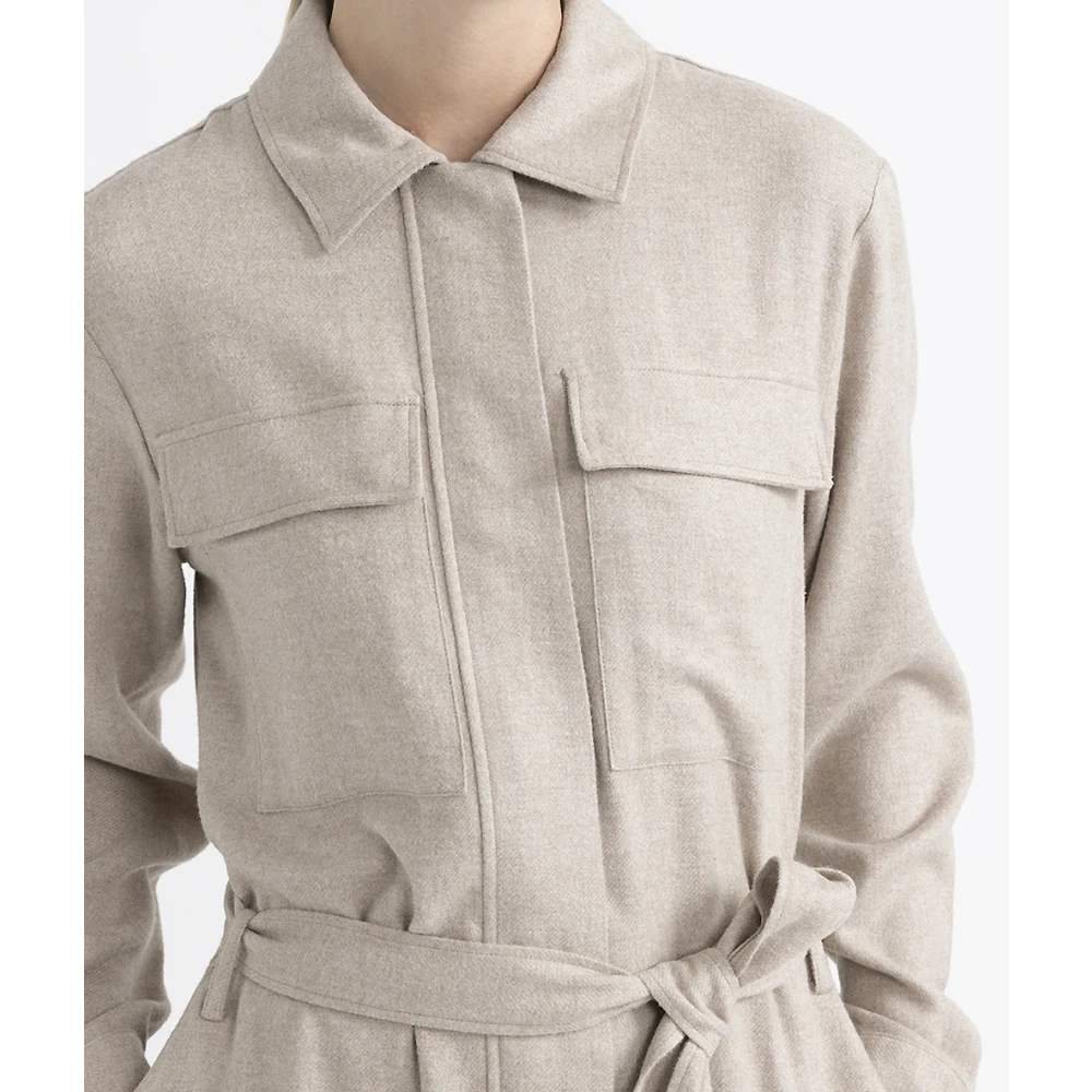 PESERICO Viscose en wol flanellen jumpsuit Beige Dames