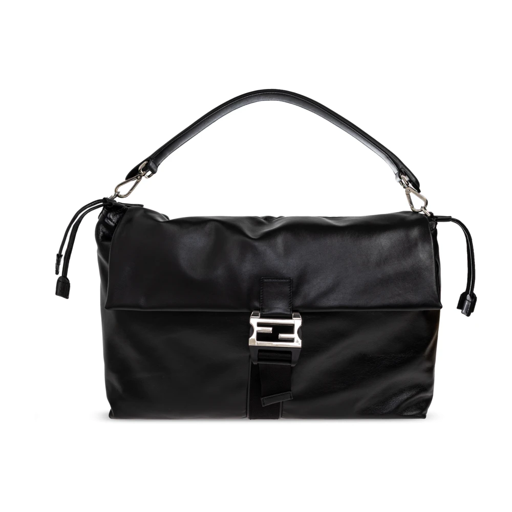 Fendi Men's Black Handbags, One Size, Flux Maxi Messenger