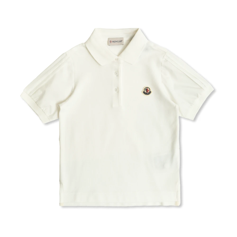 Moncler Unisex White Cotton Polo With Logo Patch