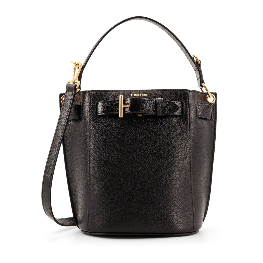 Tom Ford Leren Crossbody Bucket Bag Black Dames