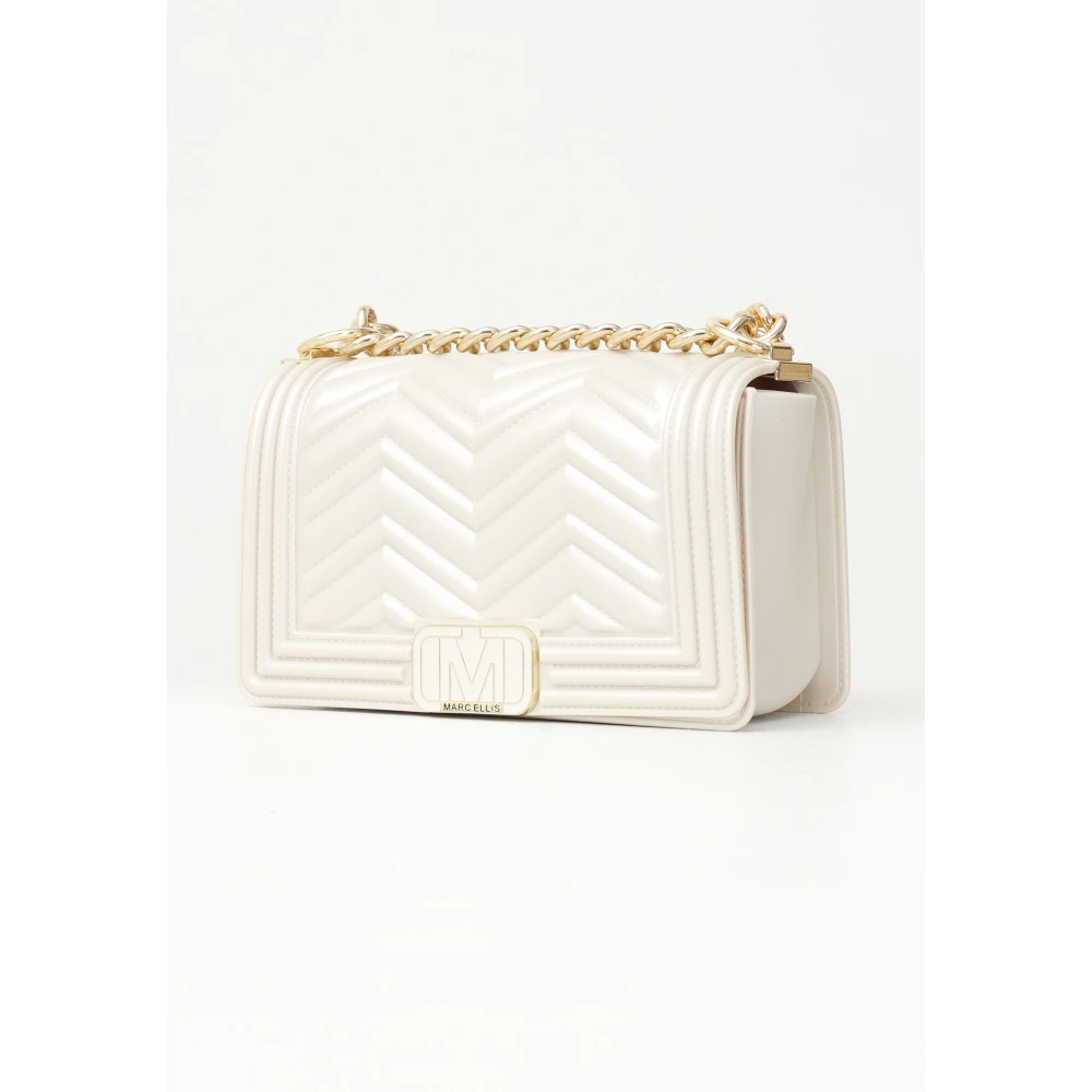 Marc Ellis Flat Wave Schoudertas Wit Parel White Dames