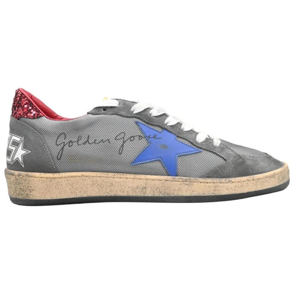 Golden Goose Grå Blå Stjärna Sneakers med Glitter Baksida Gray, Herr