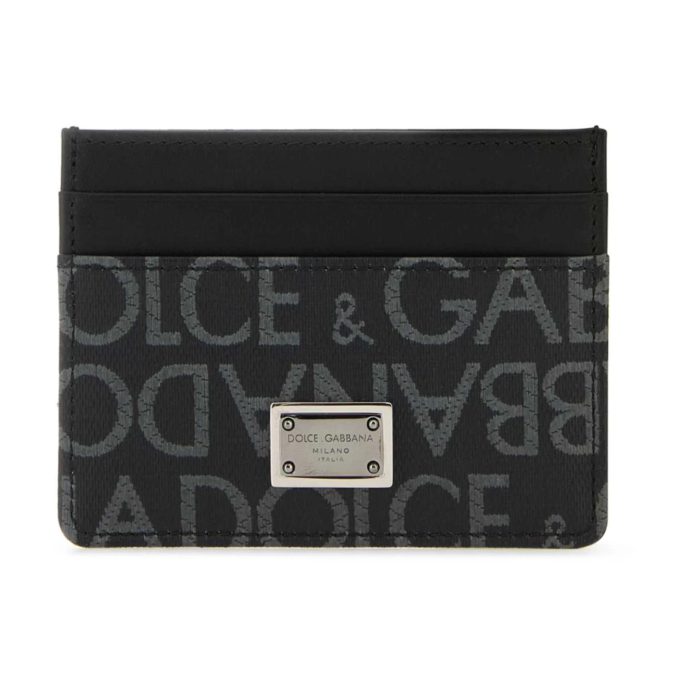 Dolce & Gabbana Zwarte leren kaarthouder Black Heren