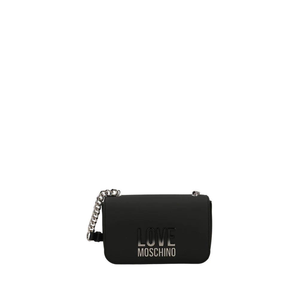 Moschino Zwarte schoudertas met gouden details Black Dames