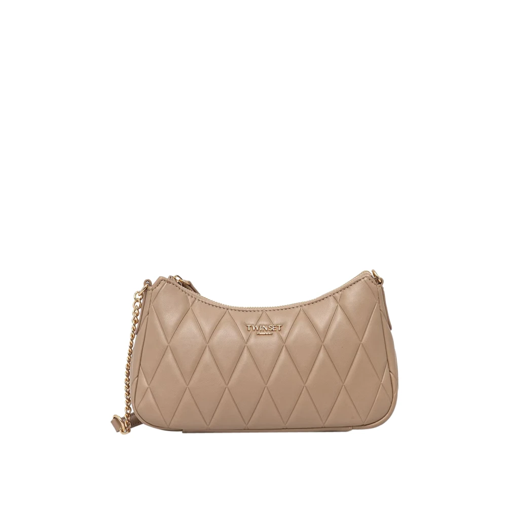 Twinset Women's Beige Quilted Shoulder Bag - Shoulder Bags - One Size - Bags