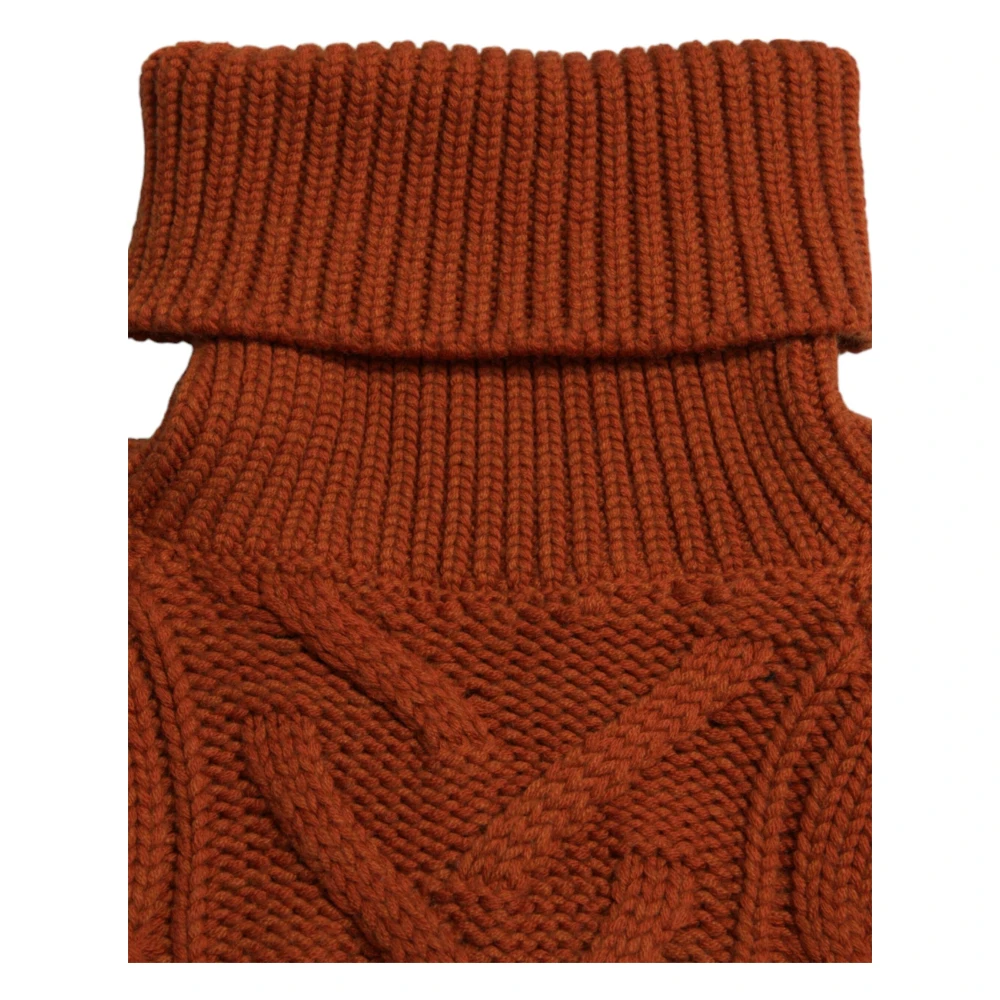 Dolce & Gabbana Luxe Bruine Wollen Coltrui Brown Dames