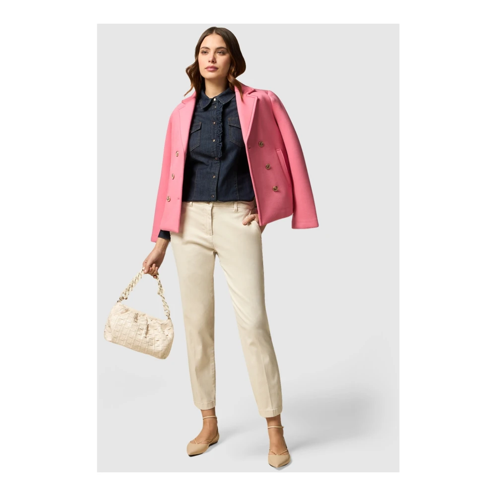 Oltre New York Tencel Blend Skinny Broek Beige Dames