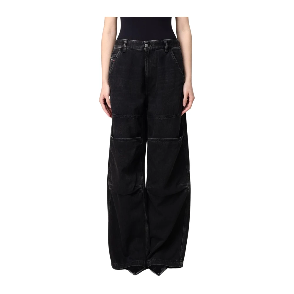 Diesel Women's Black Wide Jeans,, Straight-Leg Denim Jeans W34