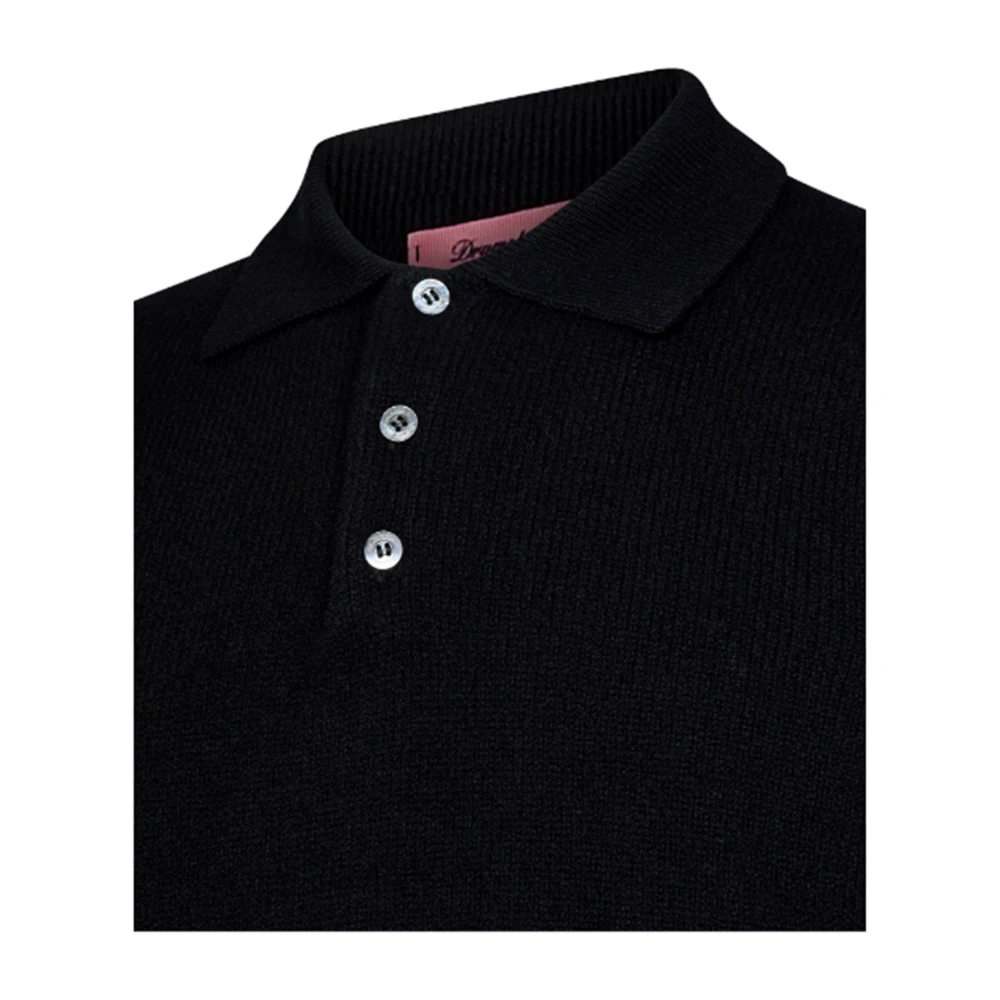 Drumohr Wollen Polo Shirt in Zwart Black Heren