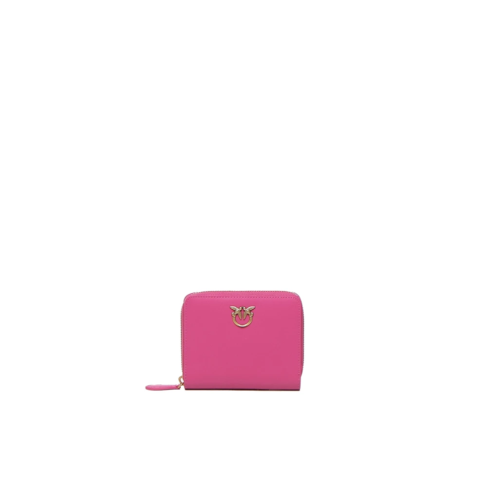 Pinko Vierkante ritssluiting portemonnee met Love Birds Diamond Cut plaque Pink Dames