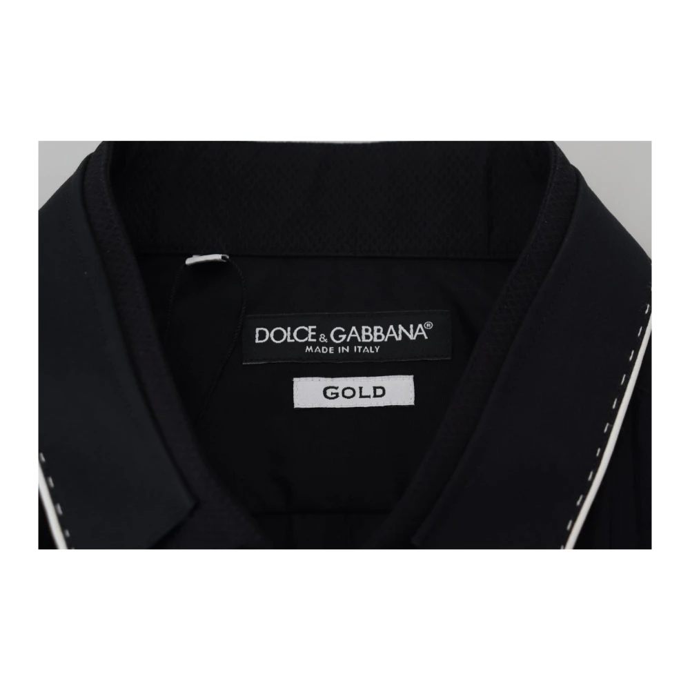 Dolce & Gabbana Zwarte Slim Fit Katoenen Overhemd Black Heren