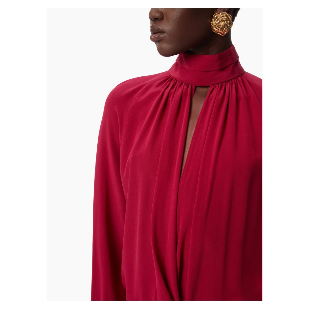 Nina Ricci Roze High Neck Midi Jurk Red Dames