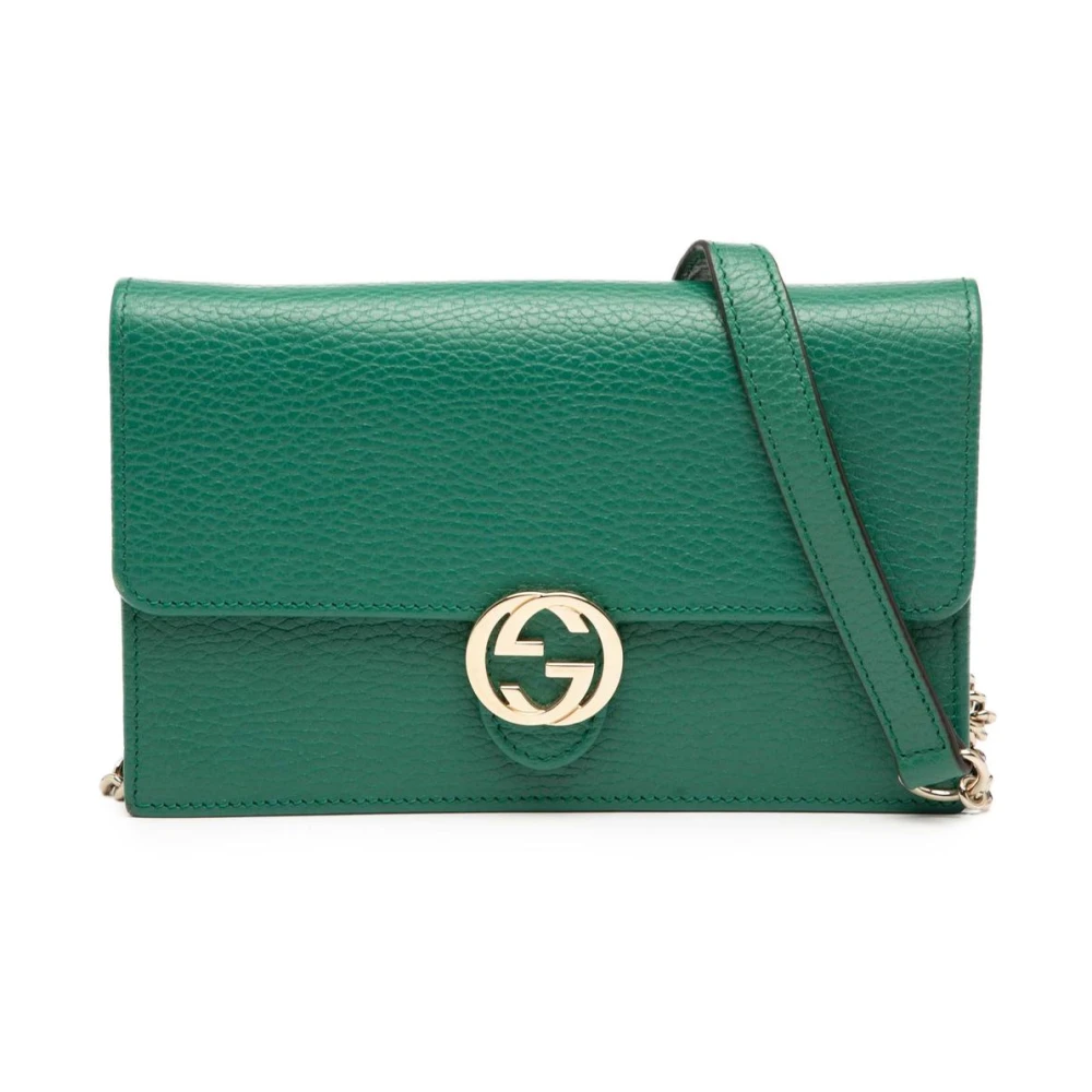 Gucci Vintage Women's Green Vintage Cross Body Bags, One Size, Pre-Owned Chain Wallet