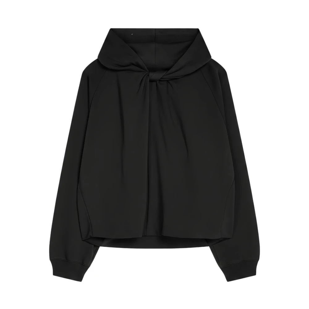Dries Van Noten Donna Nero - Felpa Con Cappuccio- Scollo Attorcigliato E Orlo Drappeggiato - Sweatshirts & Hoodies - S