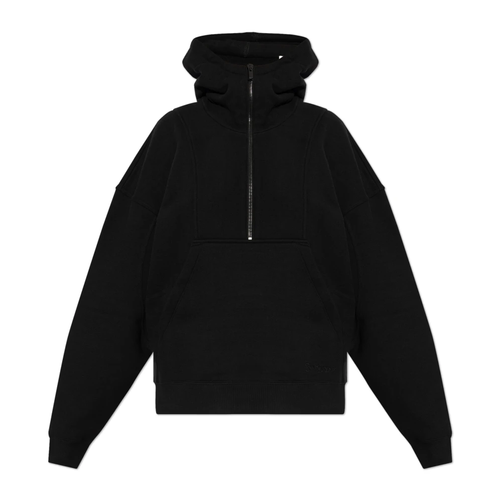 Saint Laurent Half-Zip Hoodie Black, Dam