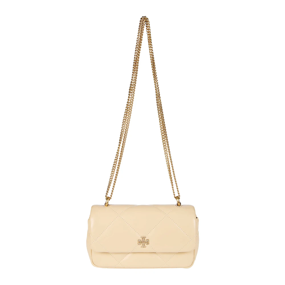 TORY BURCH Mini Flap Tas met Kira Ontwerp Beige Dames