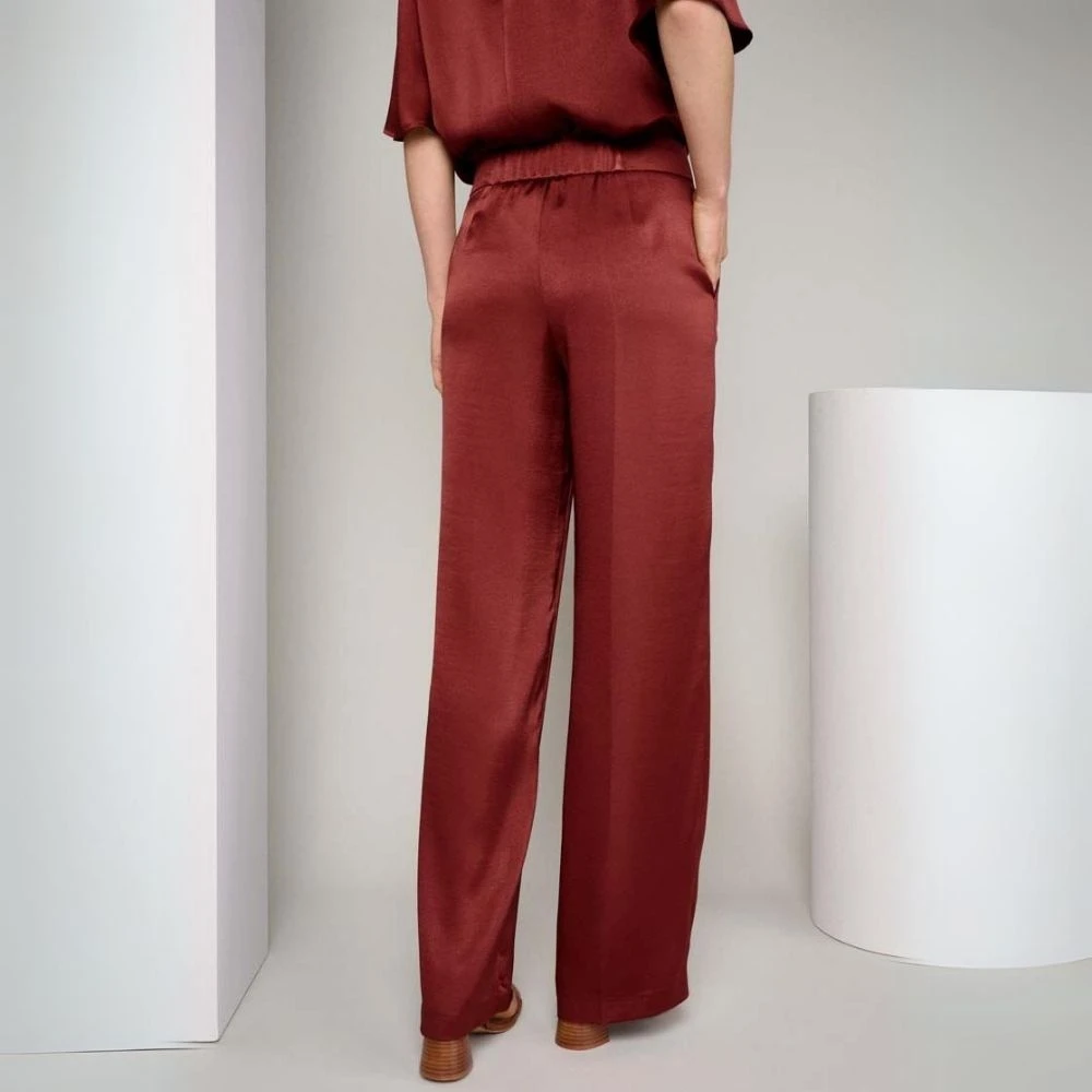 Marie Méro Bordeaux Satin Wijde Broek Red Dames