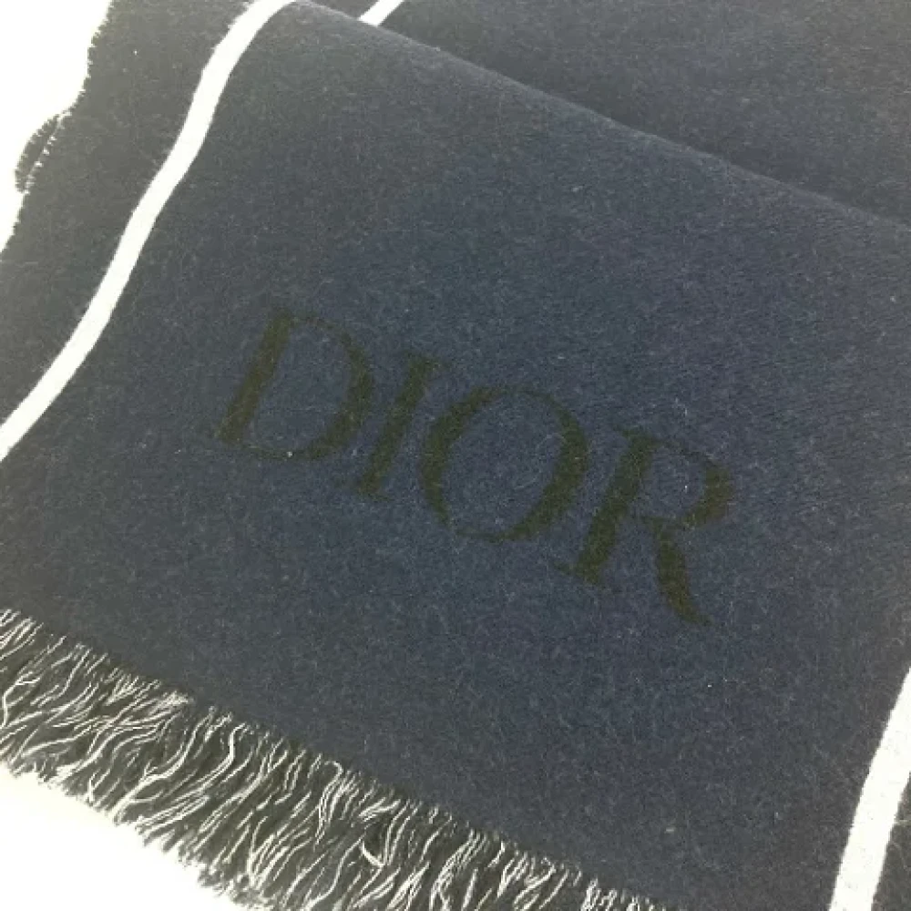 Dior Vintage Pre-owned Wool scarves Blue Dames