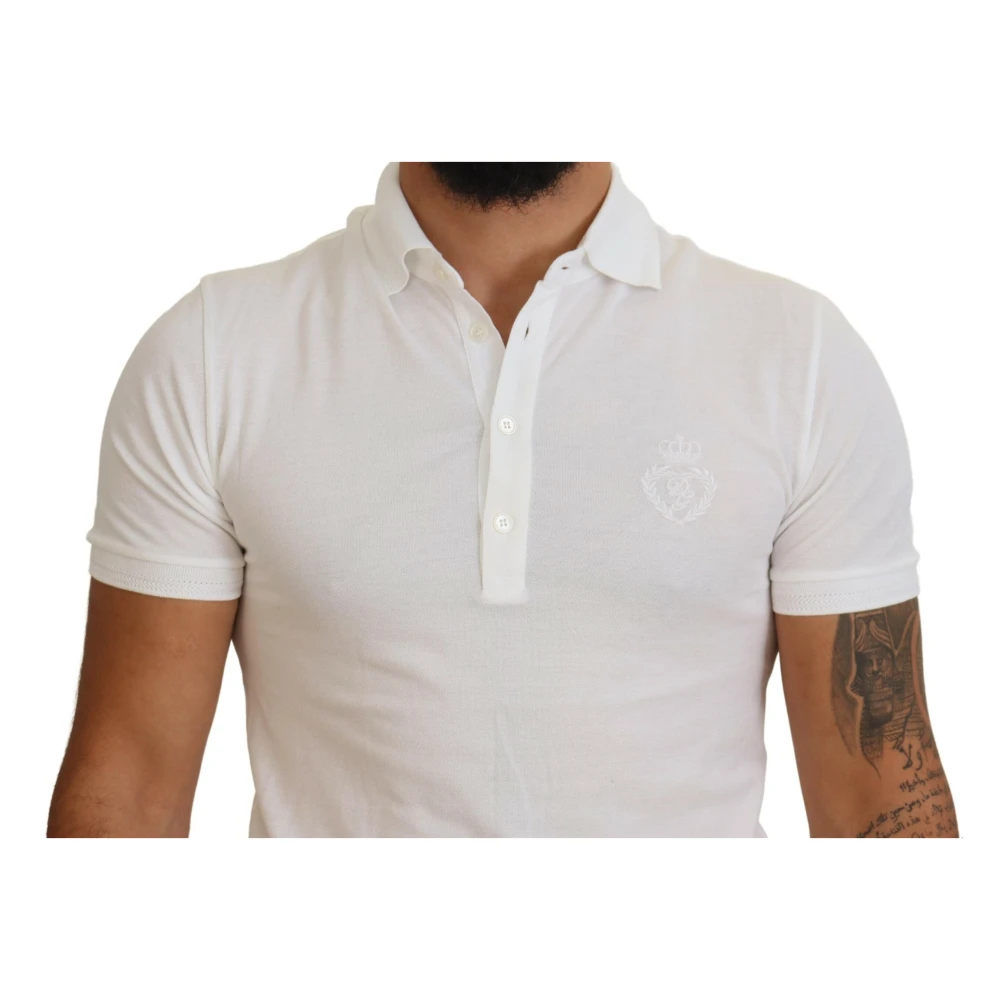 Dolce & Gabbana Witte Katoenen Logo Polo T-shirt White Heren