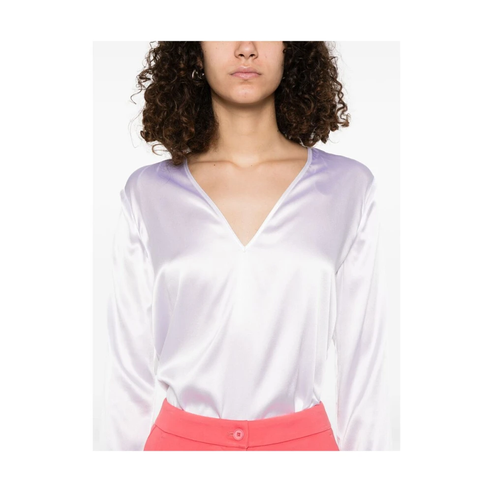pinko Witte V-hals Sweater Lange Mouwen White Dames