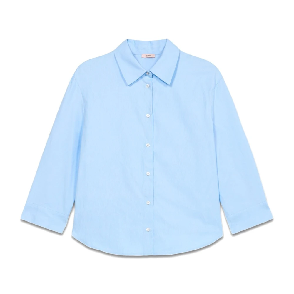 Oltre Boxy shirt met driekwartmouwen Blue Dames