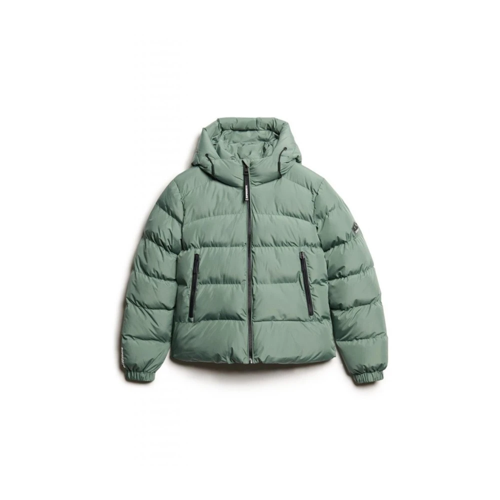 Superdry Gerecyclede Polyester Gewatteerde Hoodie Jas Green Dames