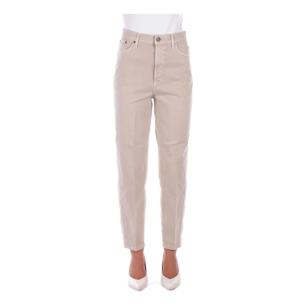 Dondup Beige Broek met Logo Rits Sluiting Beige Dames