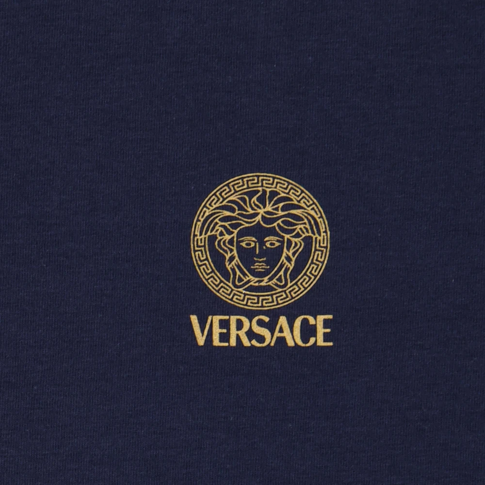 Versace Medusa Ronde Hals Korte Mouw T-shirt Blue Heren