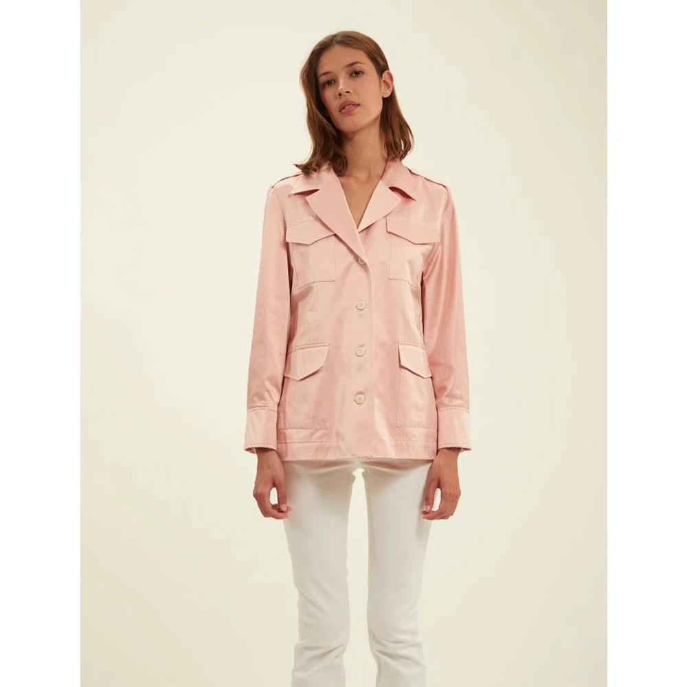 Ines De La Fressange Paris Neva jacket in pink cotton satin Pink Dames