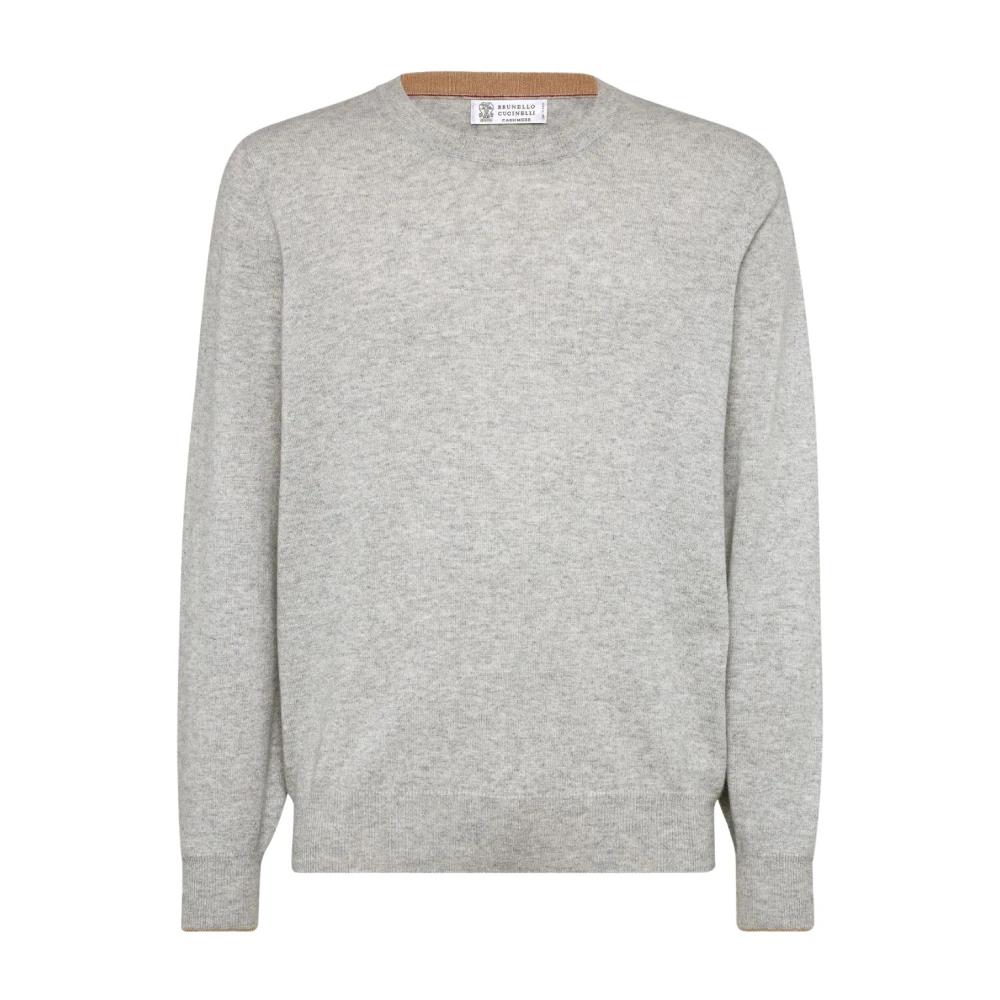 BRUNELLO CUCINELLI Grijze Cashmere Crewneck Sweater Gray Heren